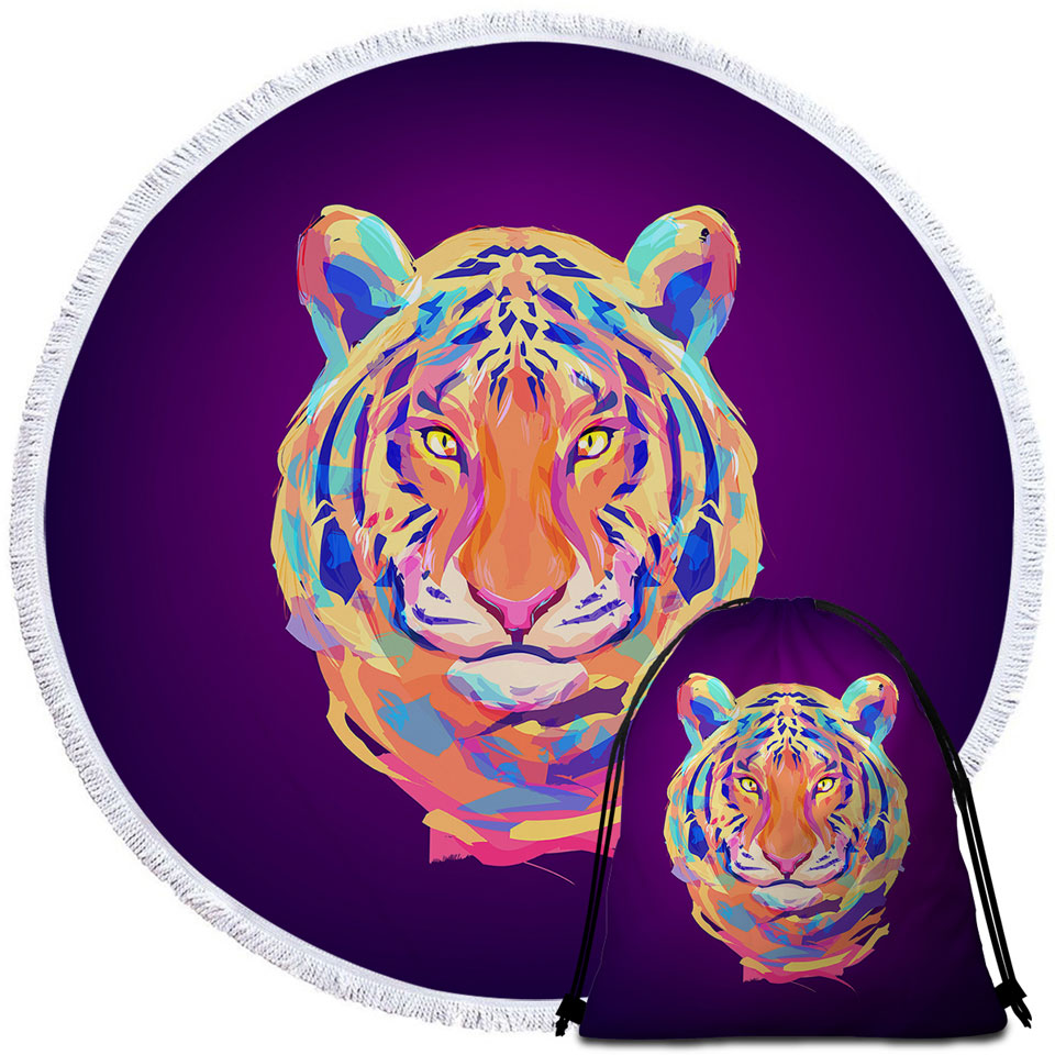 Artistic Colorful Tiger Beach Towels