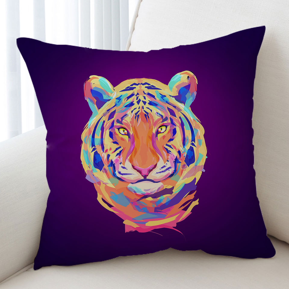 Artistic Colorful Tiger Cushion
