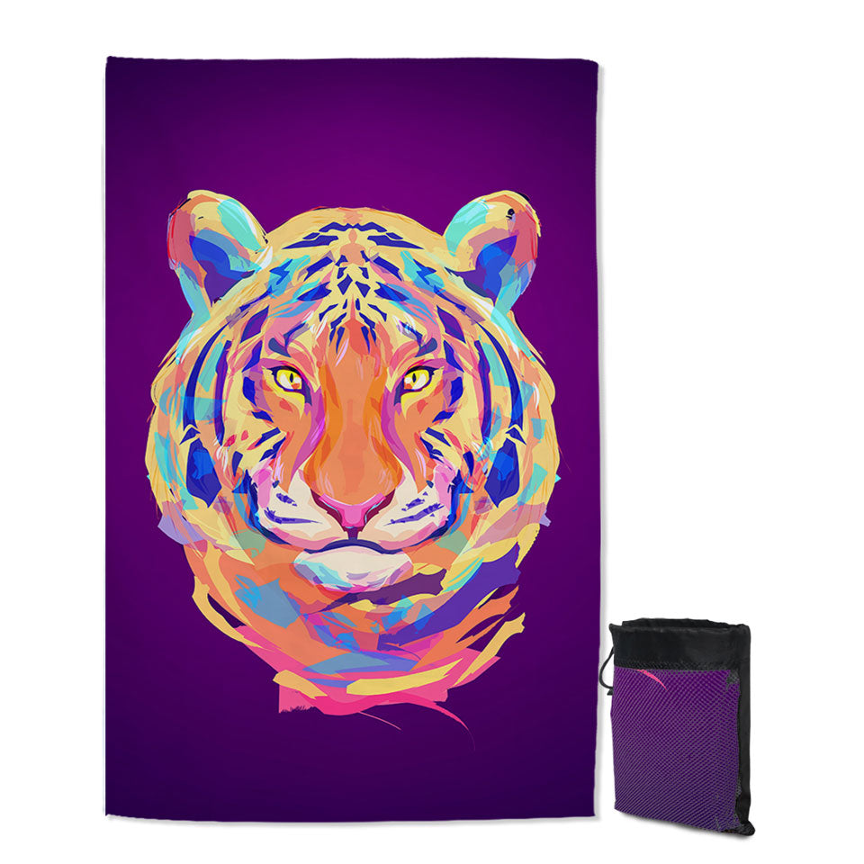 Artistic Colorful Tiger Quick Dry Beach Towel