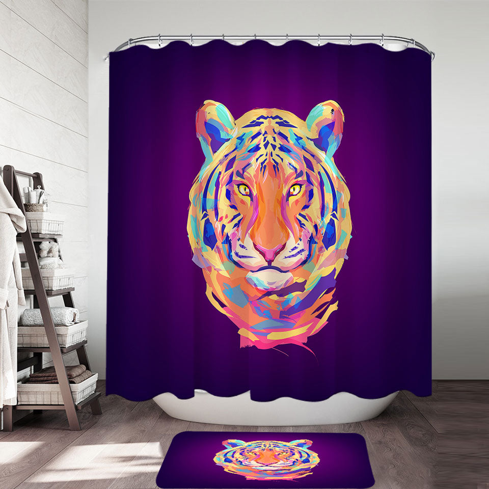 Artistic Colorful Tiger Shower Curtain