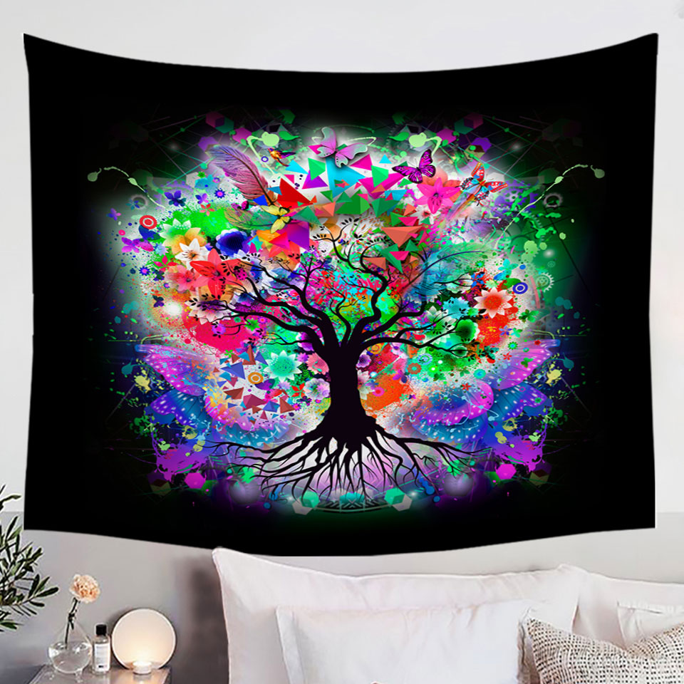 Artistic Crazy Colored Tree Wall Decor Tapestry
