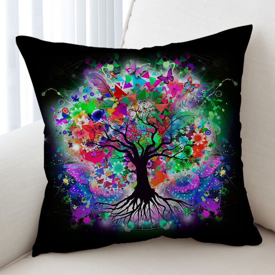 Artistic Decorative Pillows Crazy Colored Tree