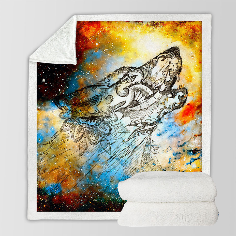 Artistic Decorative Throws Native American Wolf Sprit