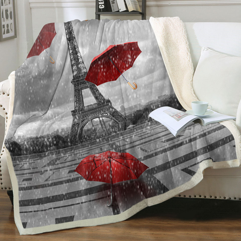 Artistic Decorative Throws of Photo Eiffel Tower VS Red Umbrellas