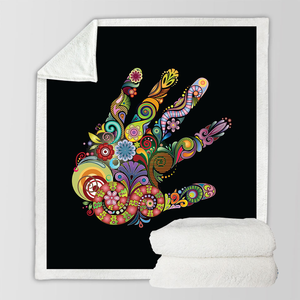 Artistic Fleece Blankets Multi Colored Hand