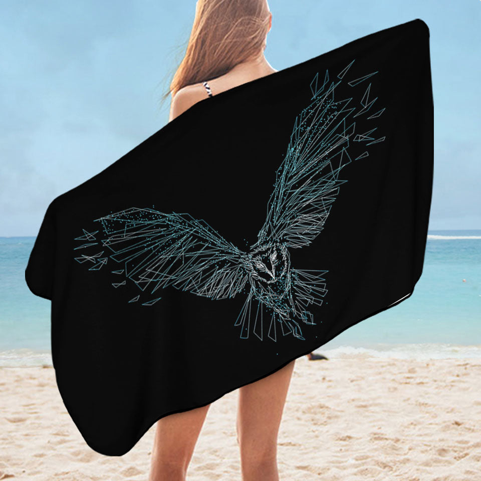 Artistic Flying Owl Lightweight Beach Towel