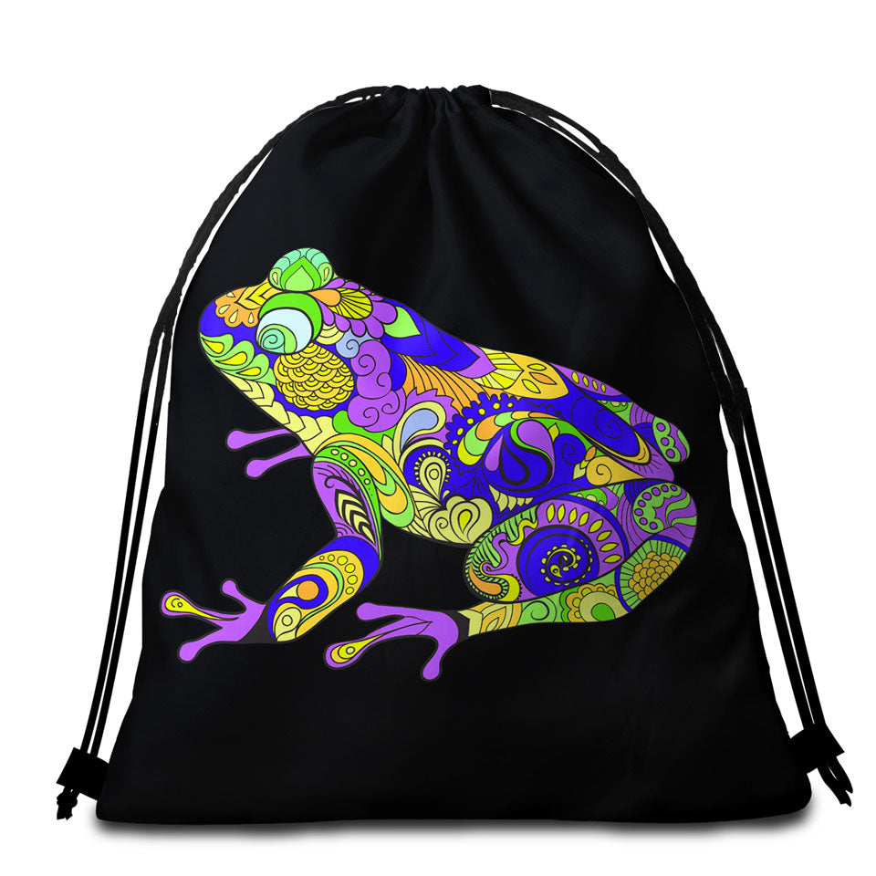 Artistic Frog Beach Towel Bags