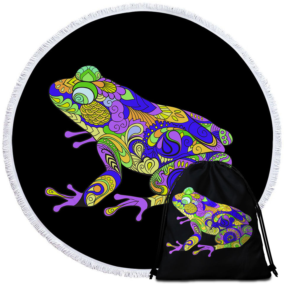 Artistic Frog Circle Beach Towel