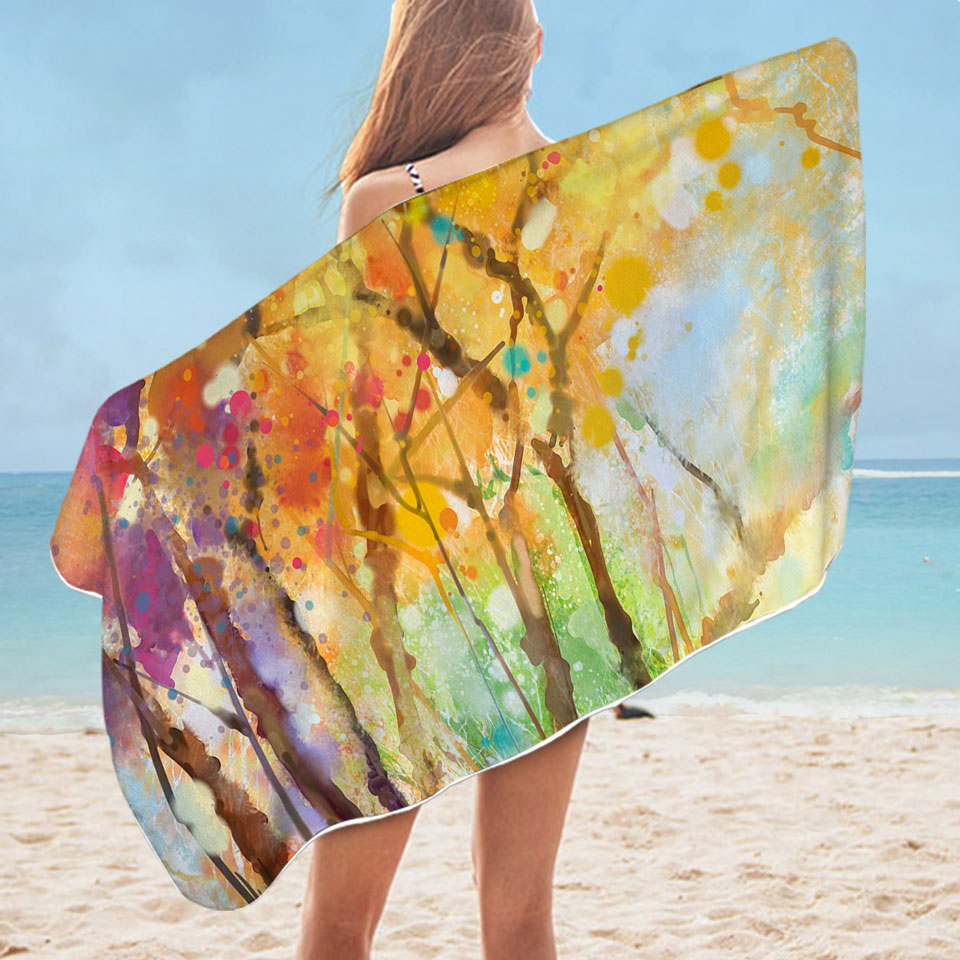 Artistic Microfibre Beach Towels Autumn Forest