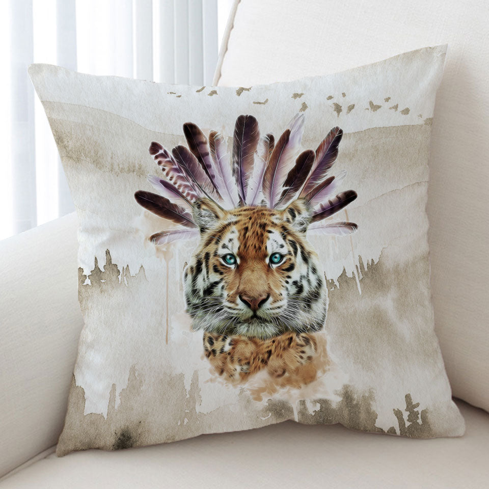 Artistic Native American Tiger Throw Cushions
