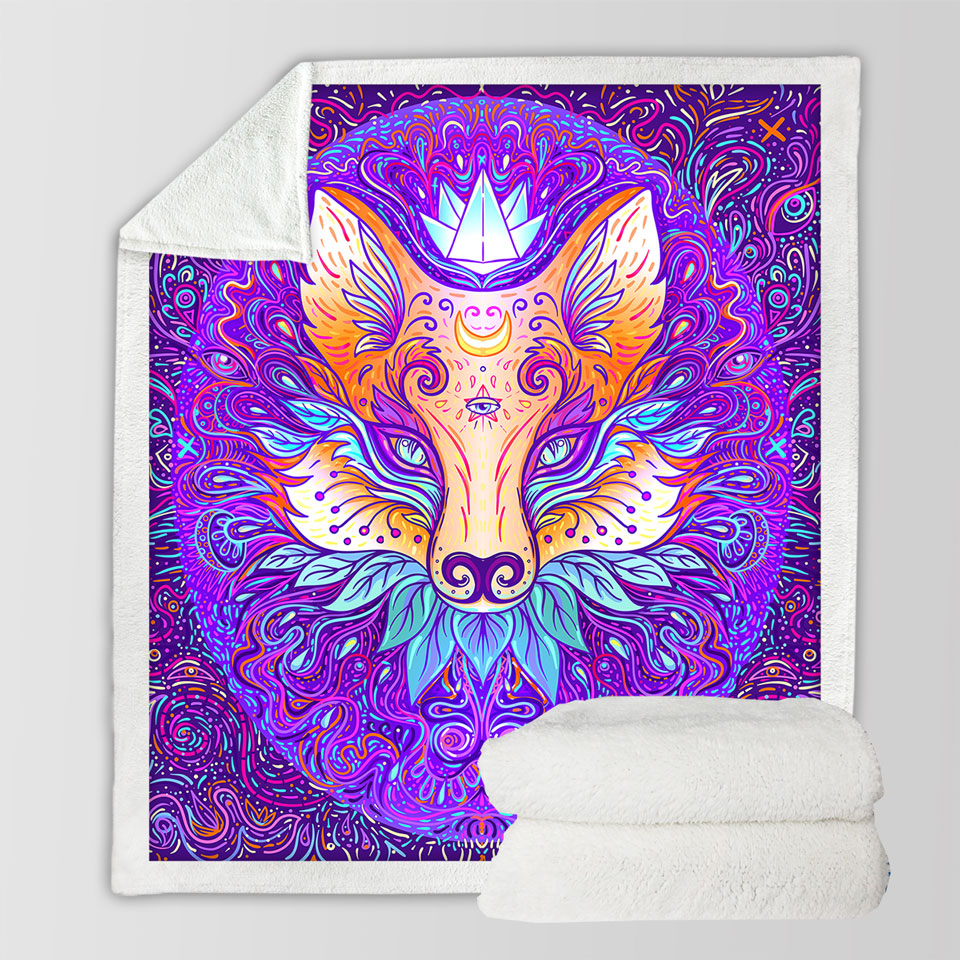 Artistic Oriental Royal Fox Fleece Blankets