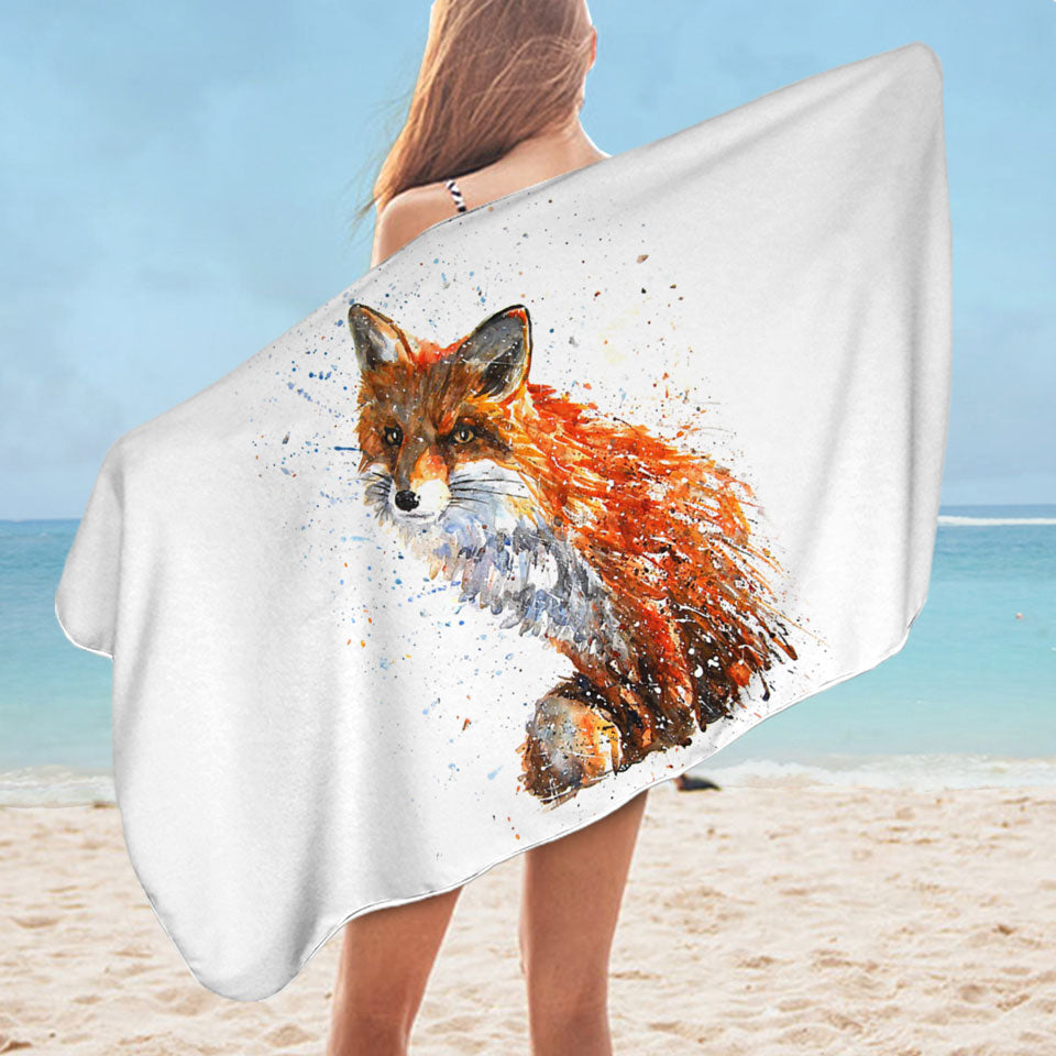 Artistic Painting Sweet Fox Beach Towels