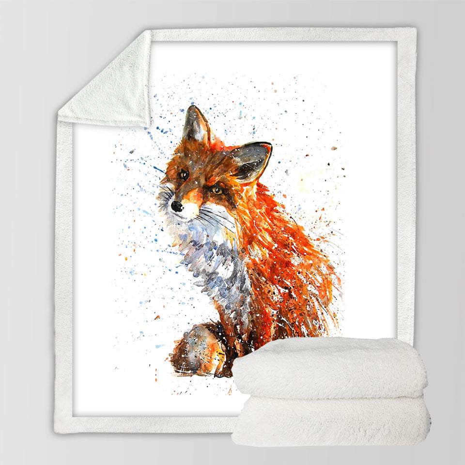 Artistic Painting Sweet Fox Sherpa Blanket