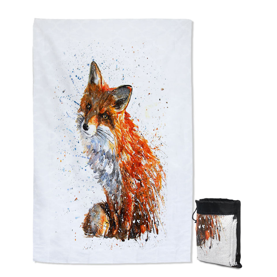 Artistic Painting Sweet Fox Swims Towel
