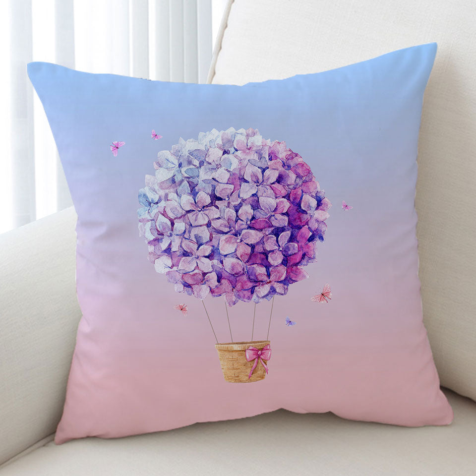 Artistic Purple Cushions Flowers Hot Air Balloon