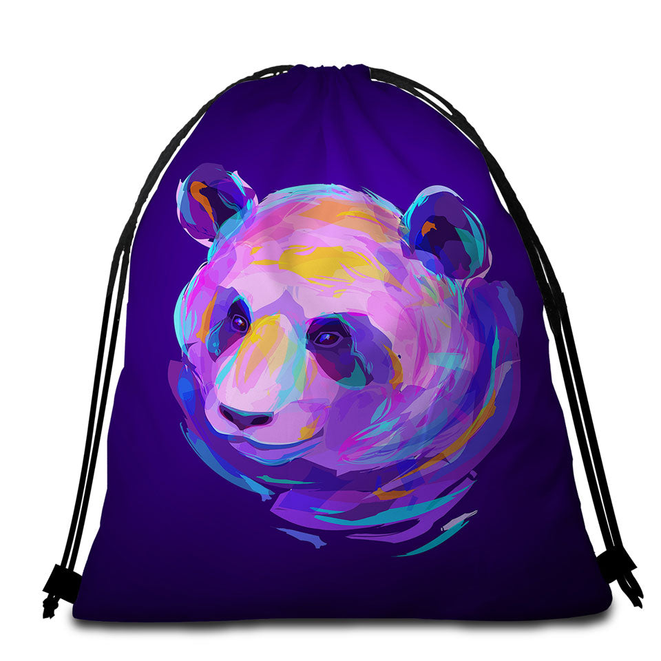 Artistic Purple Panda Beach Towel Bags