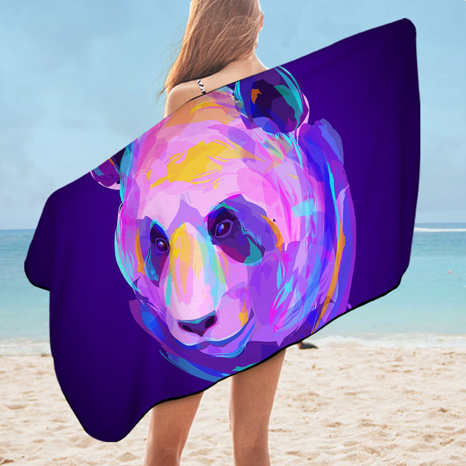Artistic Purple Panda Beach Towel