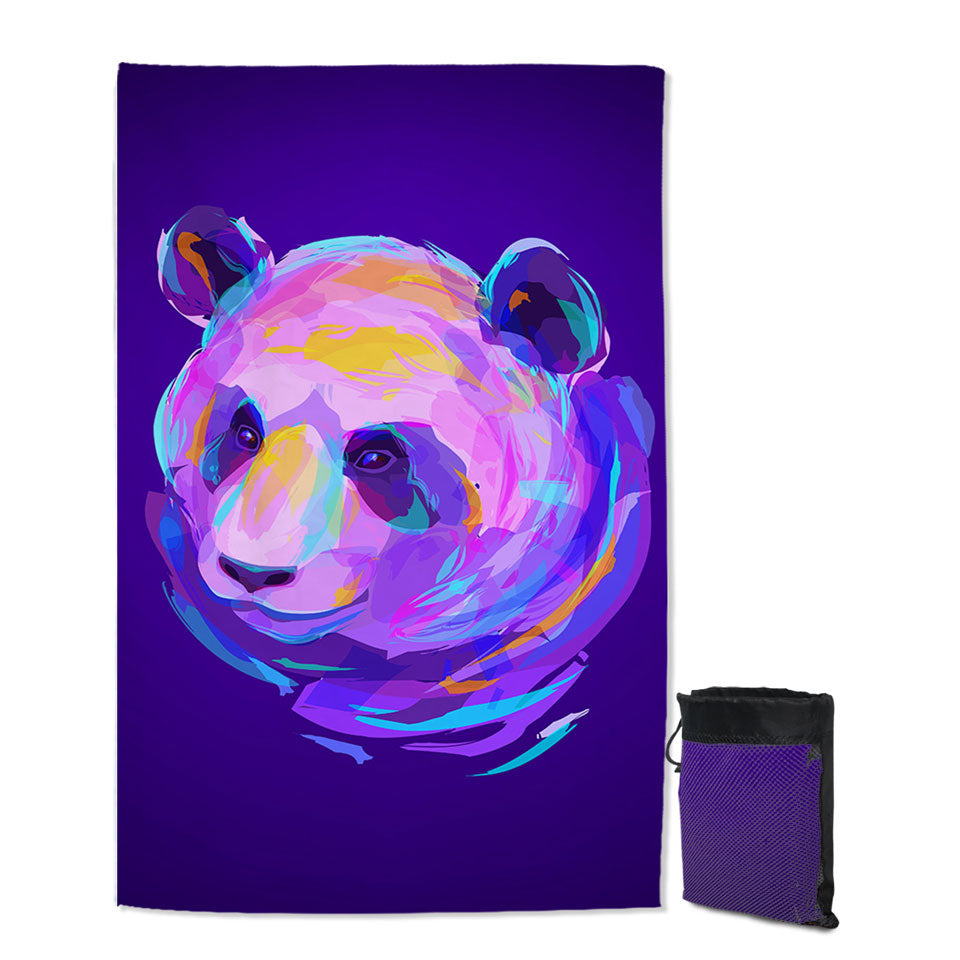 Artistic Purple Panda Beach Towels