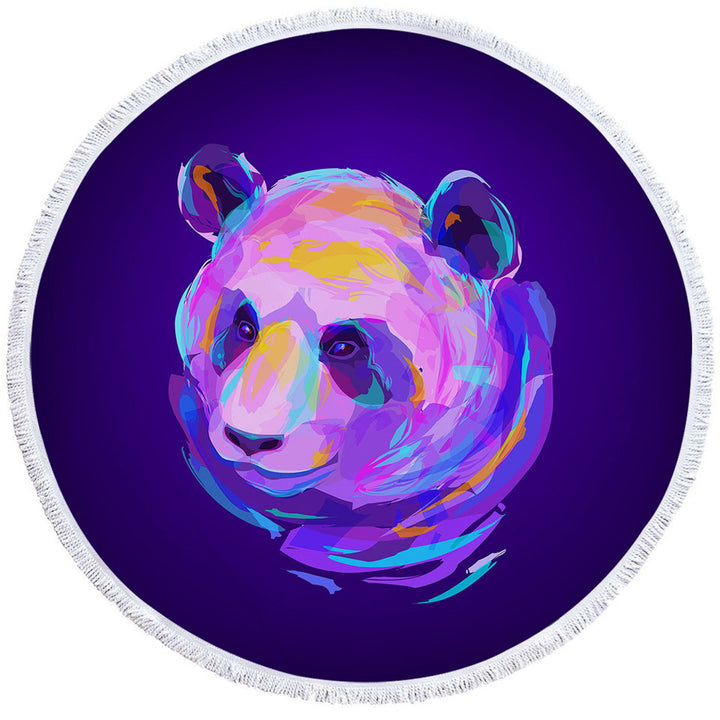 Artistic Purple Panda Circle Beach Towel