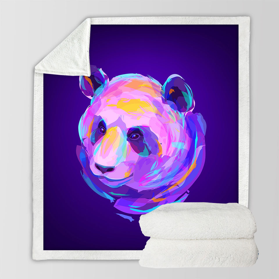 Artistic Purple Panda Sherpa Blanket