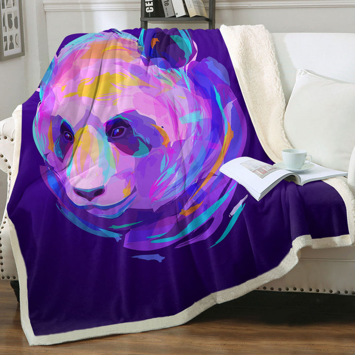 Artistic Purple Panda Throw Blanket