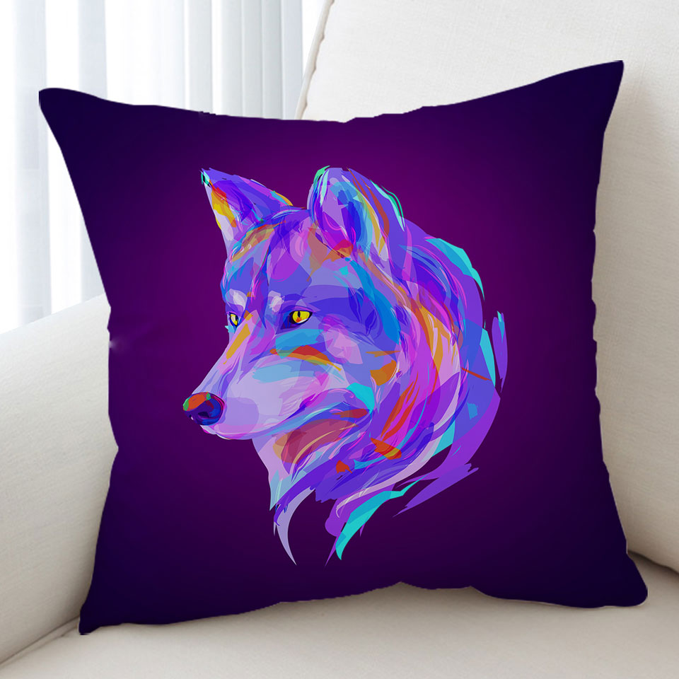 Artistic Purple Wolf Cushions