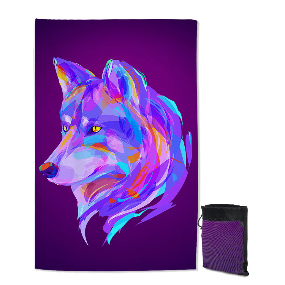 Artistic Purple Wolf Giant Beach Towel