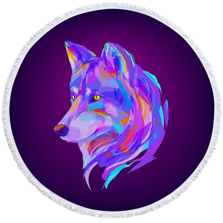 Artistic Purple Wolf Microfiber Towels For Travel