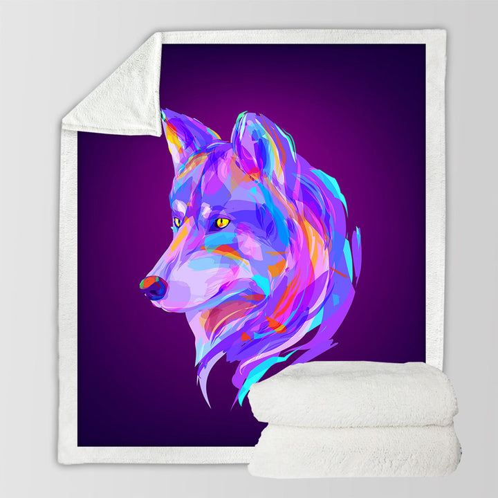 Artistic Purple Wolf Sofa Blankets
