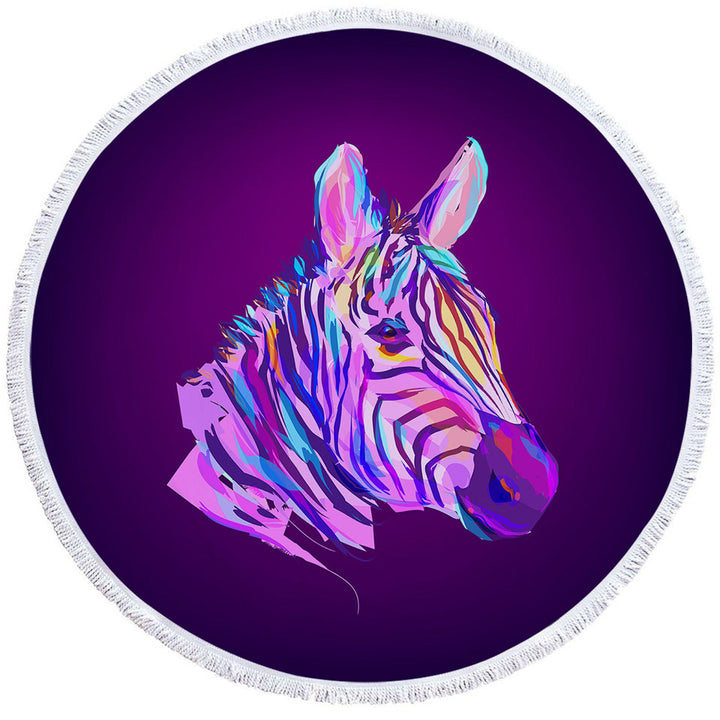 Artistic Purple Zebra Round Towel