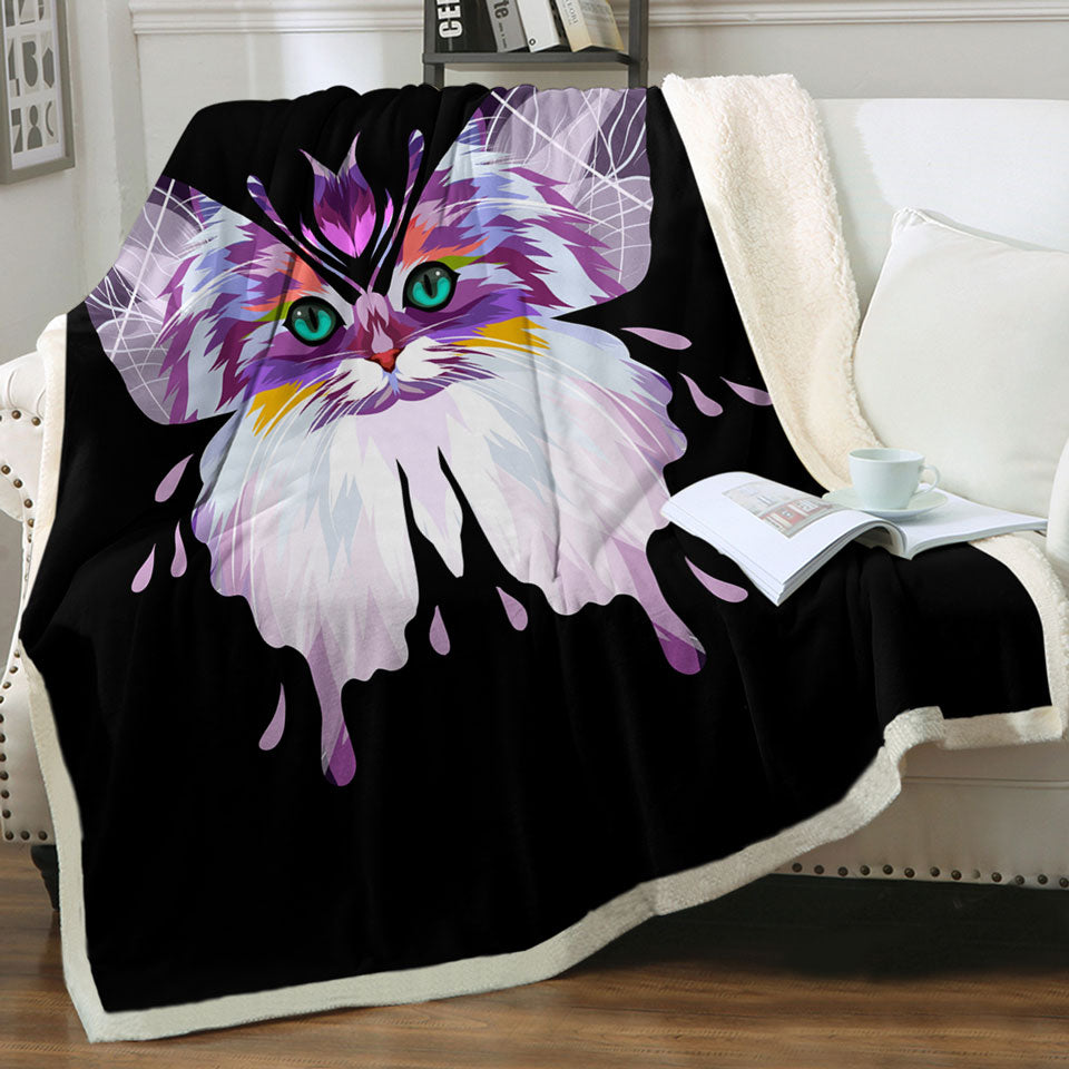 Artistic Purplish Wild Cat Butterfly Blanket