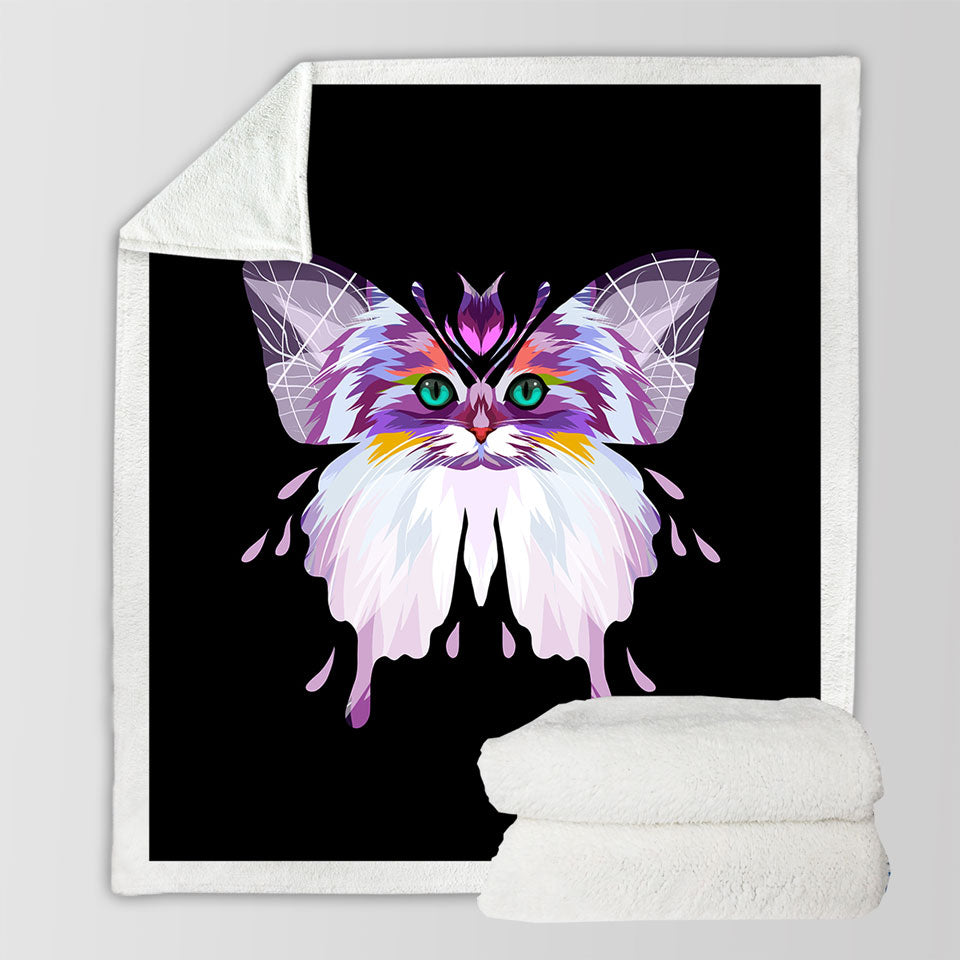 Artistic Purplish Wild Cat Butterfly Decorative Throws