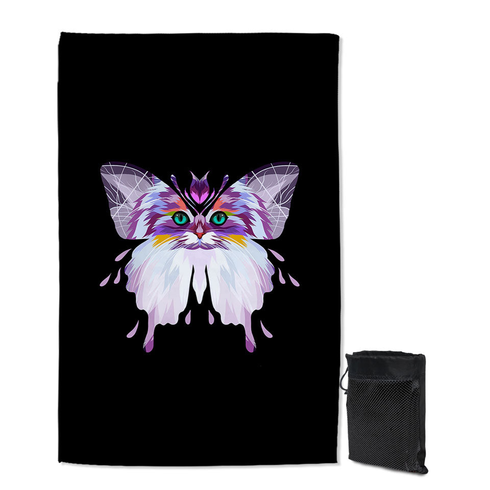 Artistic Purplish Wild Cat Butterfly Travel Beach Towel