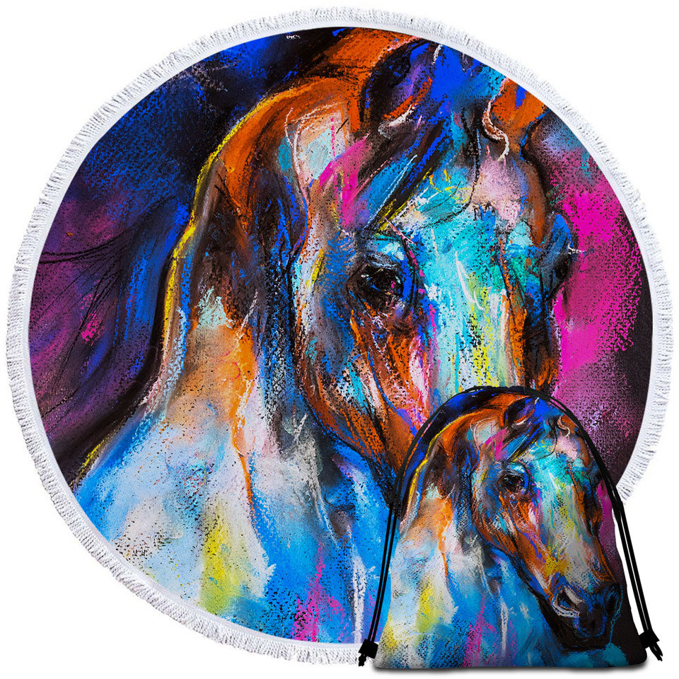 Artistic Round Towel Horse Painting