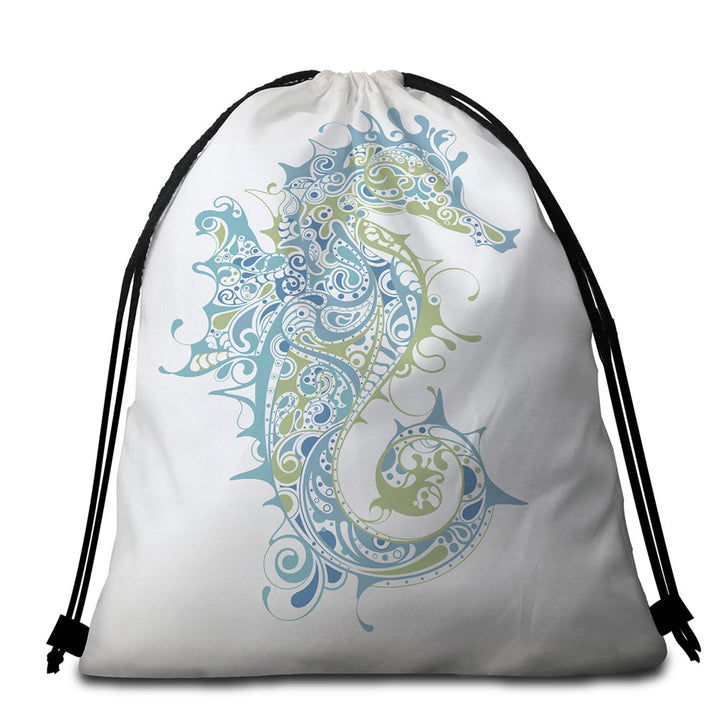 Artistic Seahorse Beach Towel Bags