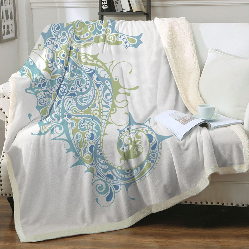 Artistic Seahorse Throw Blanket