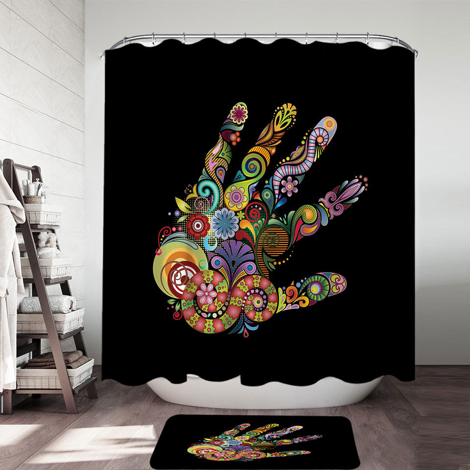 Artistic Shower Curtains Multi Colored Hand