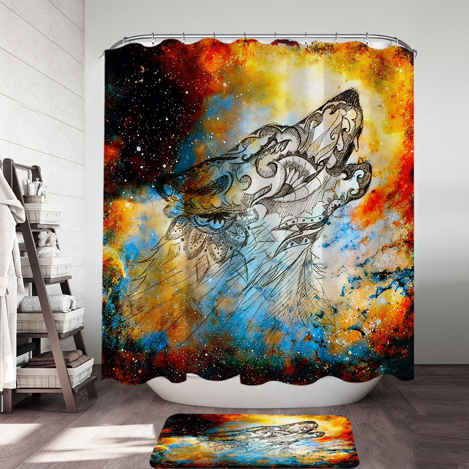 Artistic Shower Curtains Native American Wolf Sprit