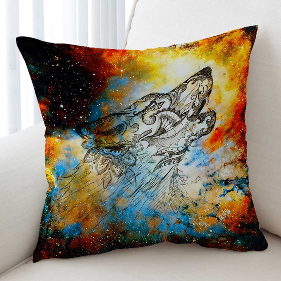 Artistic Sofa Pillows Native American Wolf Sprit
