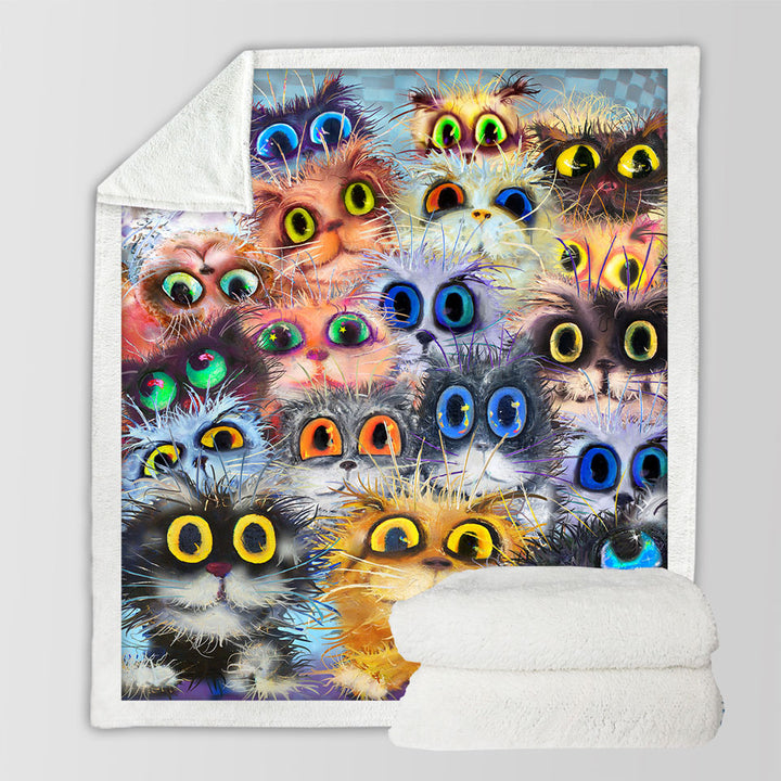 Artistic Throw Blankets Big Cats Eyes