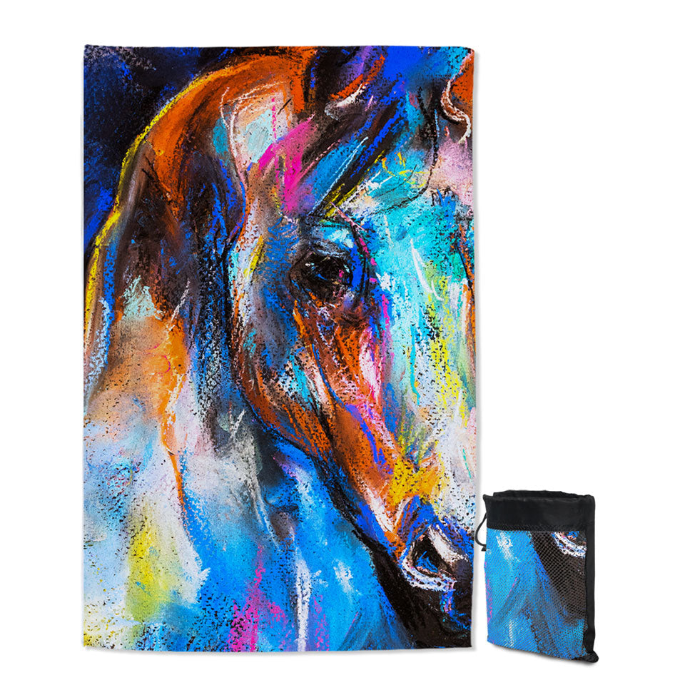 Artistic Travel Beach Towel Horse Painting