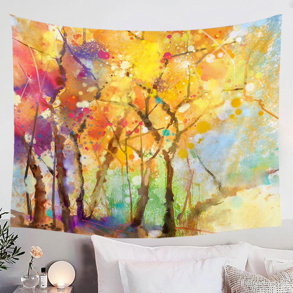 Artistic Wall Art Prints Fabric Tapestry Autumn Forest
