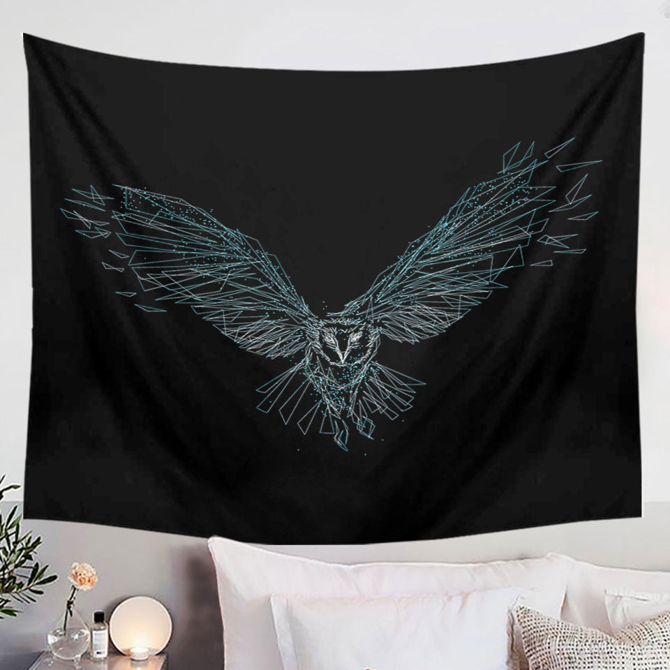 Artistic Wall Art of Flying Owl Drawing