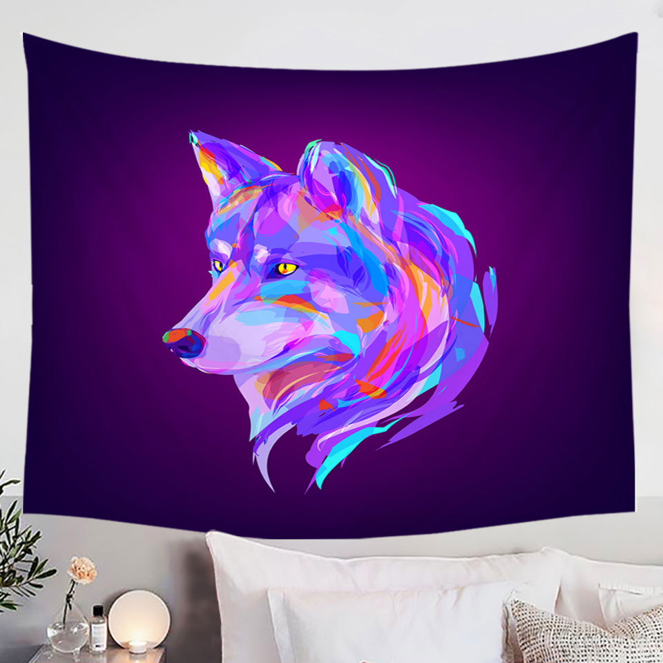 Artistic Wall Decor of Purple Wolf