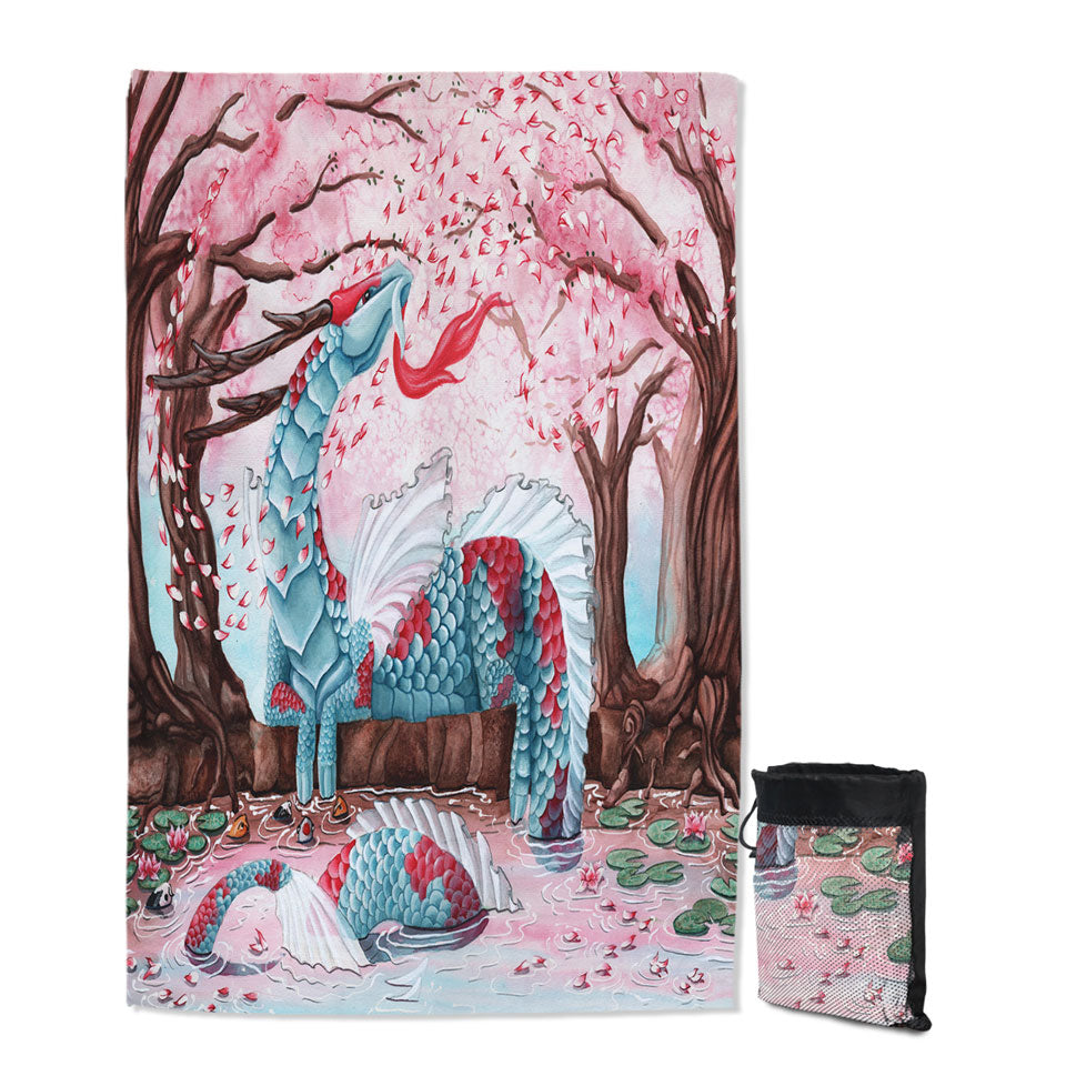 Artwork Cherry Blossom Breeze Japanese Dragon Lightweight Beach Towel
