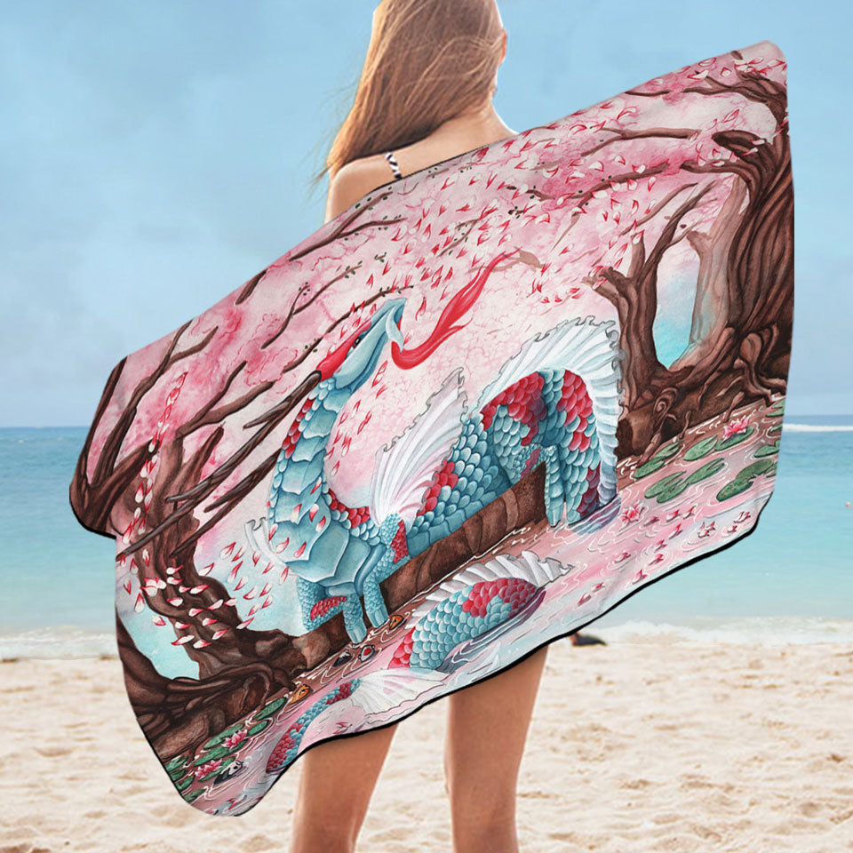Artwork Cherry Blossom Breeze Japanese Dragon Pool Towel