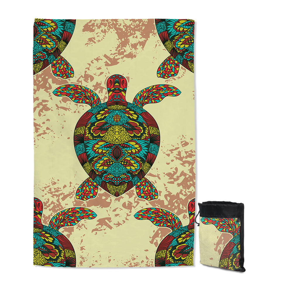 Asian Design Unusual Beach Towels Multi Colored Turtle