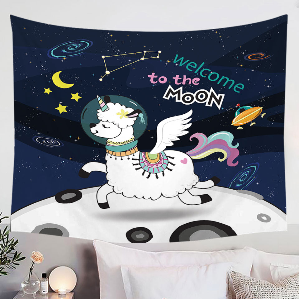 Astronaut Unicorn Sheep Tapestry