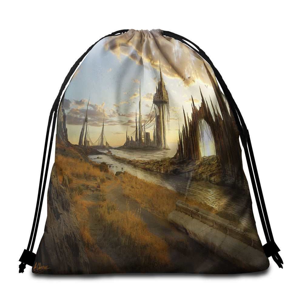 Cool Dark Art Time is Up Angel of Death Beach Bags and Towels