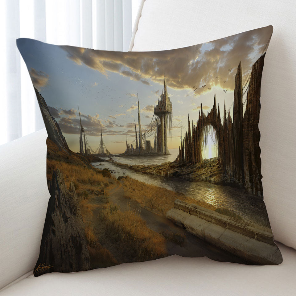 Atalantian City Luminous Ages Fantasy Art Sofa Pillows